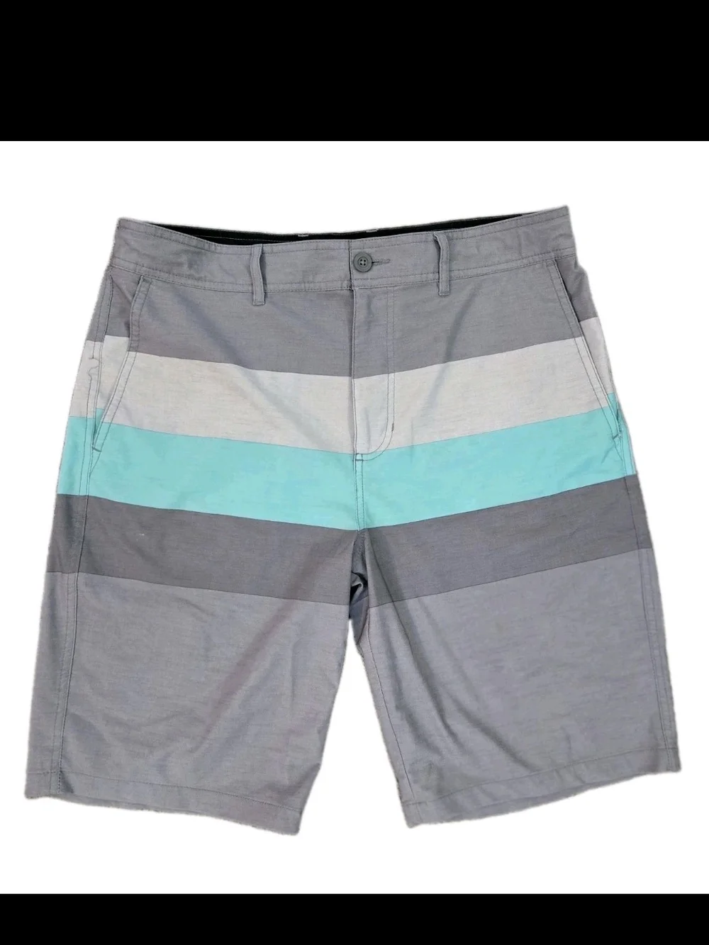 Goodfellow & Co Grey Teal Striped Hybrid Shorts 33